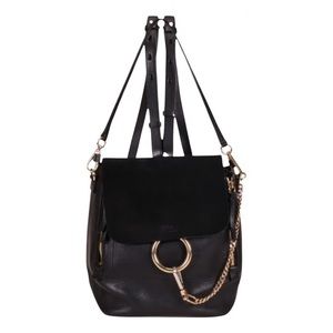 Chloe Faye Medium Backpack- Black Suede
